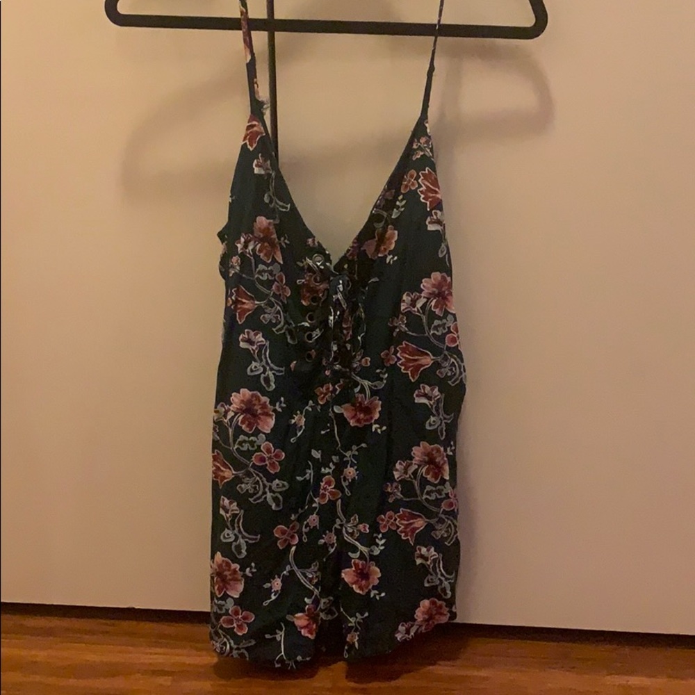 Green floral romper
